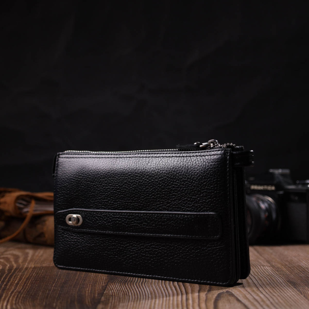 Гаманець Bond Accessories На два відділення з натуральної шкіри флотар Чорна (22047) - зображення 9