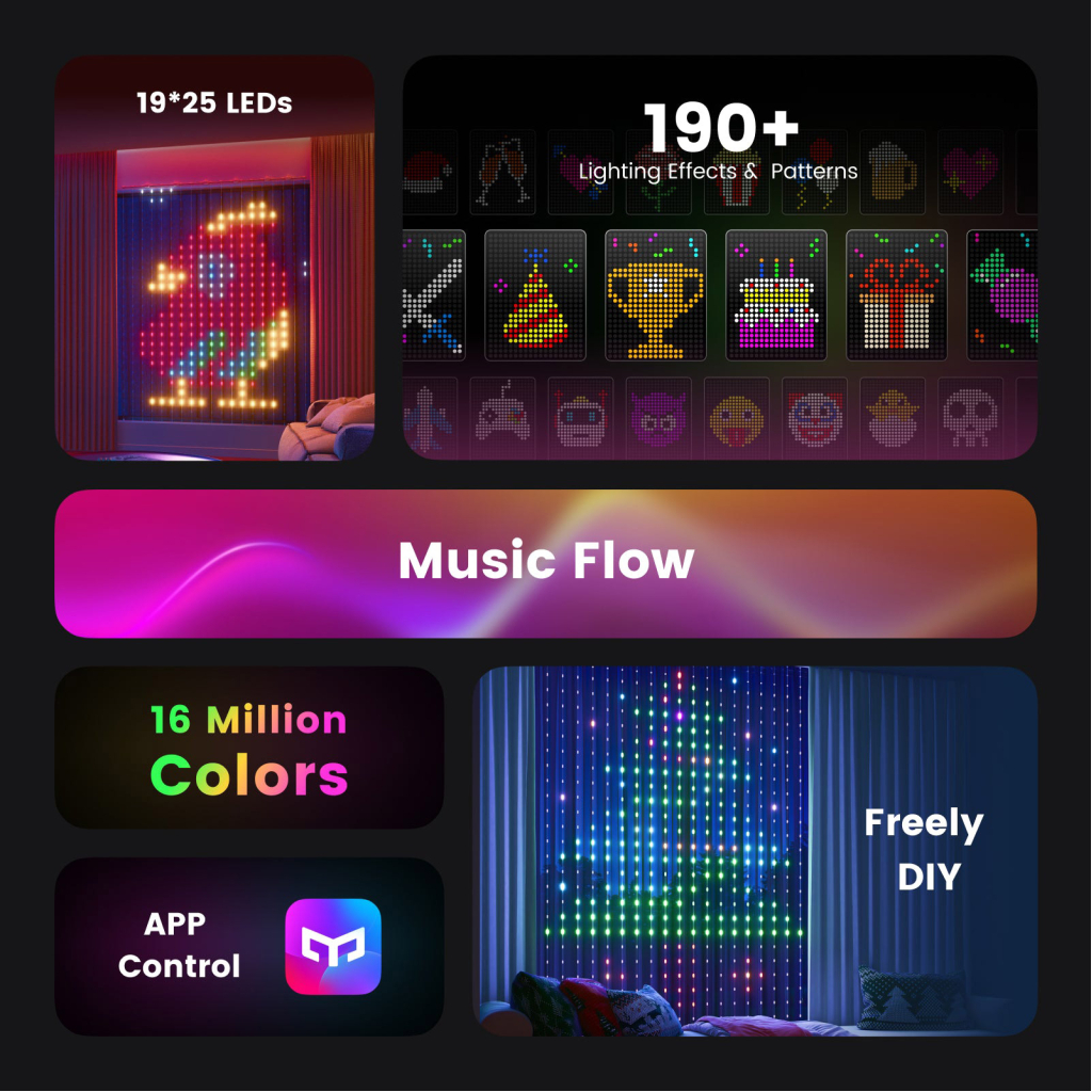 Гірлянда Yeelight RGBIC штора Yeelight Curtain light strip 1.52 м (YLYDD-0053) - изображение 4