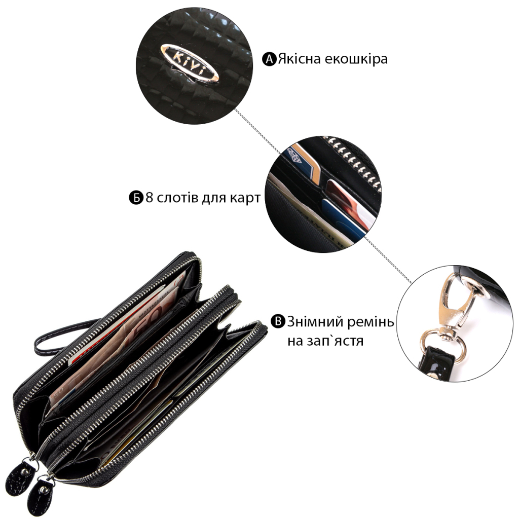 Гаманець Kivi З екошкіри Чорний (19026) - зображення 5