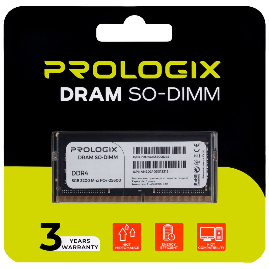 Модуль пам'яті для ноутбука SoDIMM DDR4 8GB 3200 MHz Prologix (PRO8GB3200D4S) - зображення 4