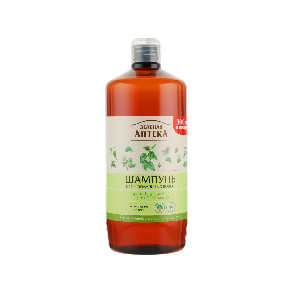 Шампунь Зелена Аптека Кропива дводомна та реп'яхова олія 1000 мл (4823015933721) - зображення 1