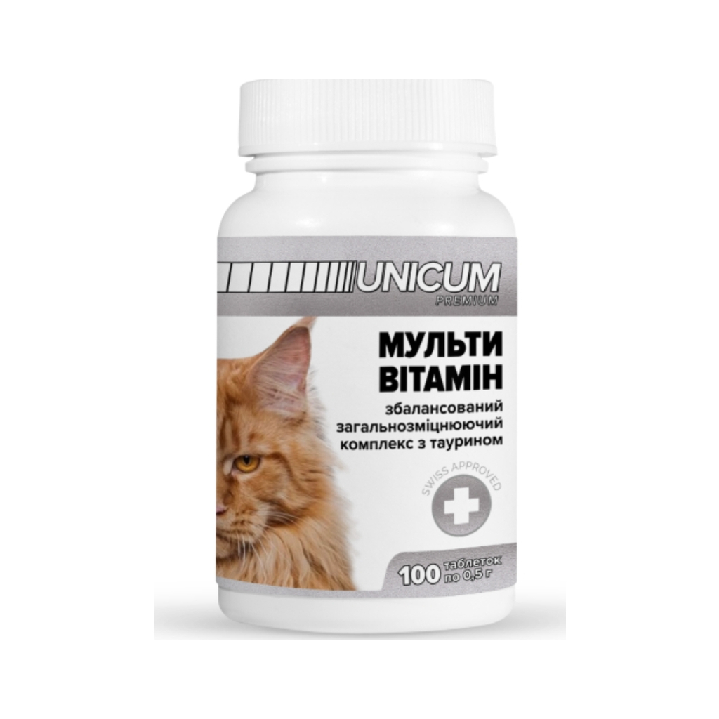 Вітаміни для котів Unicum PREMIUM мультивітамін 100 табл. (4820150201838) - зображення 1