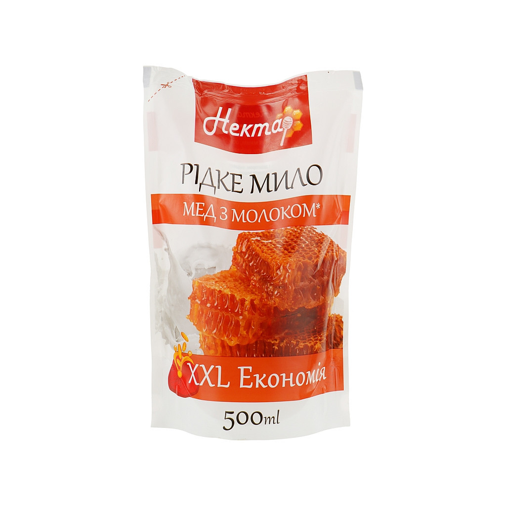 Рідке мило Нектар Мед з молоком дой-пак 500 мл (4820091144997) - зображення 1