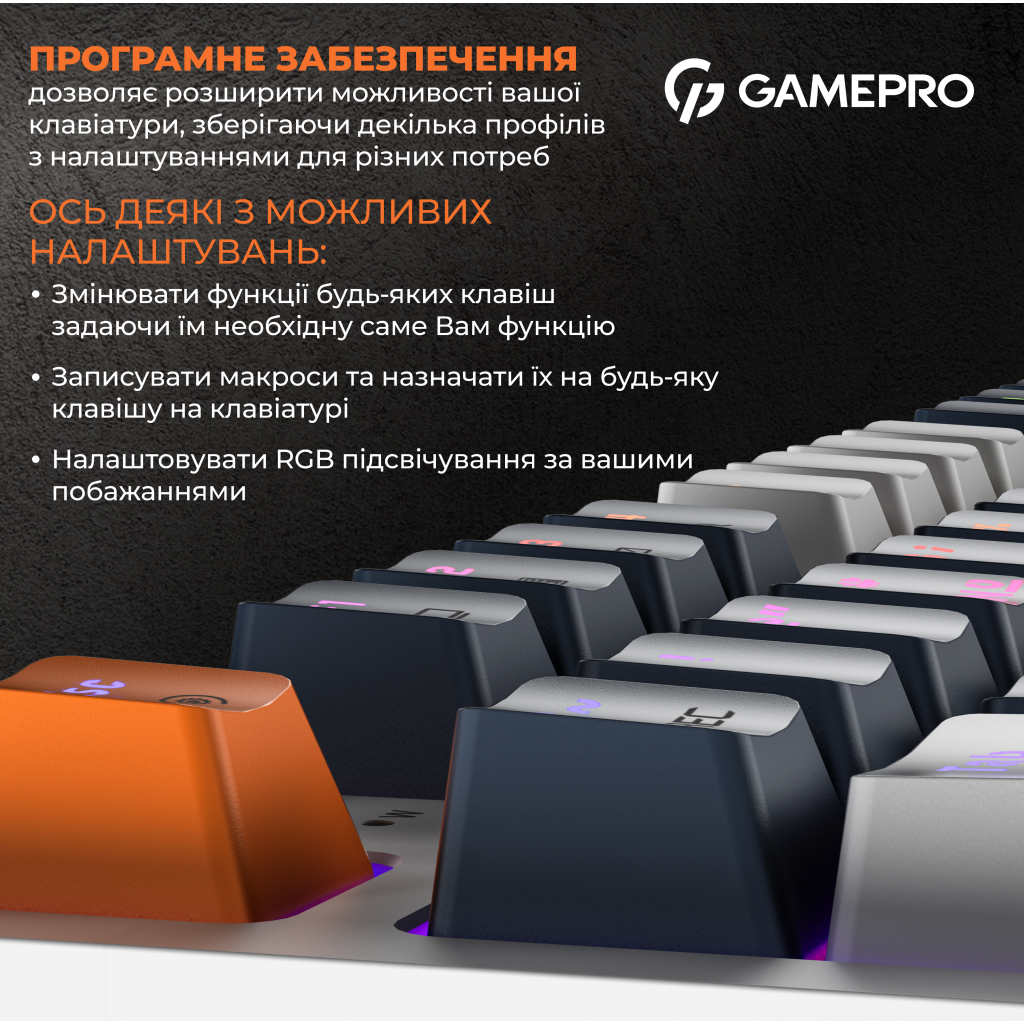 Клавіатура GamePro MK180W Hot-Swap Red Swich RGB USB UA White (MK180W) - зображення 12