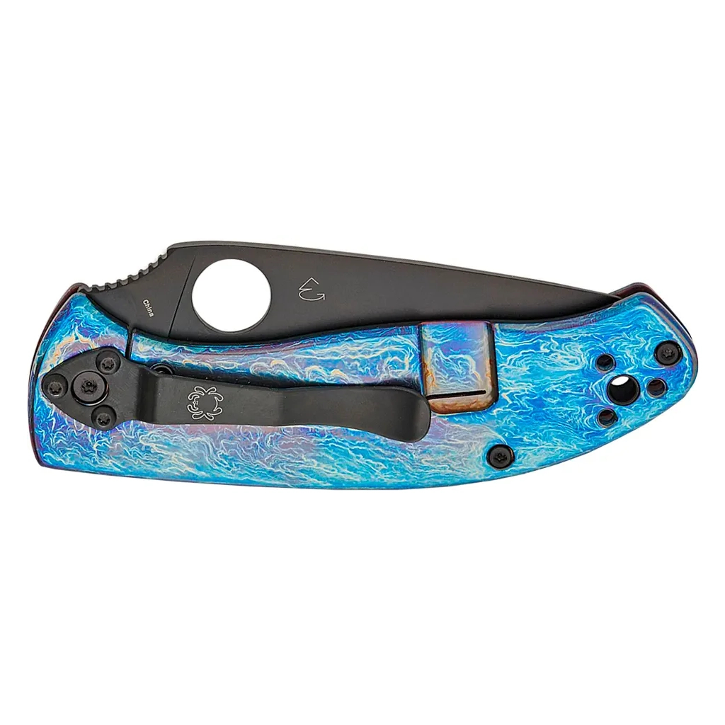 Ніж Spyderco Tenacious BB D2 Titanium Blue (C122TIBLBKD2P) - зображення 4