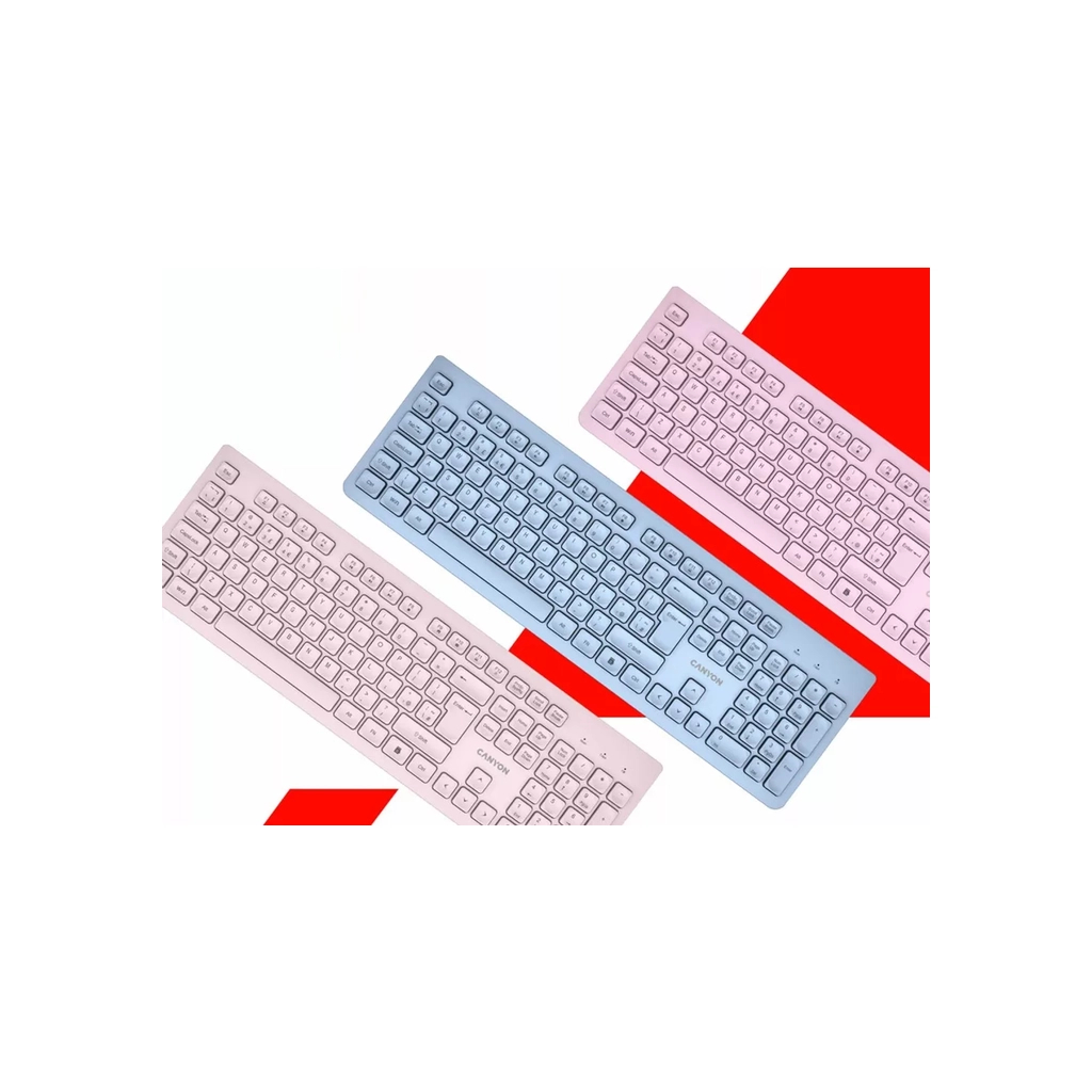 Клавіатура Canyon HKB-W01 Silent Wireless UA Pink (CNS-HKBW01P) - зображення 5