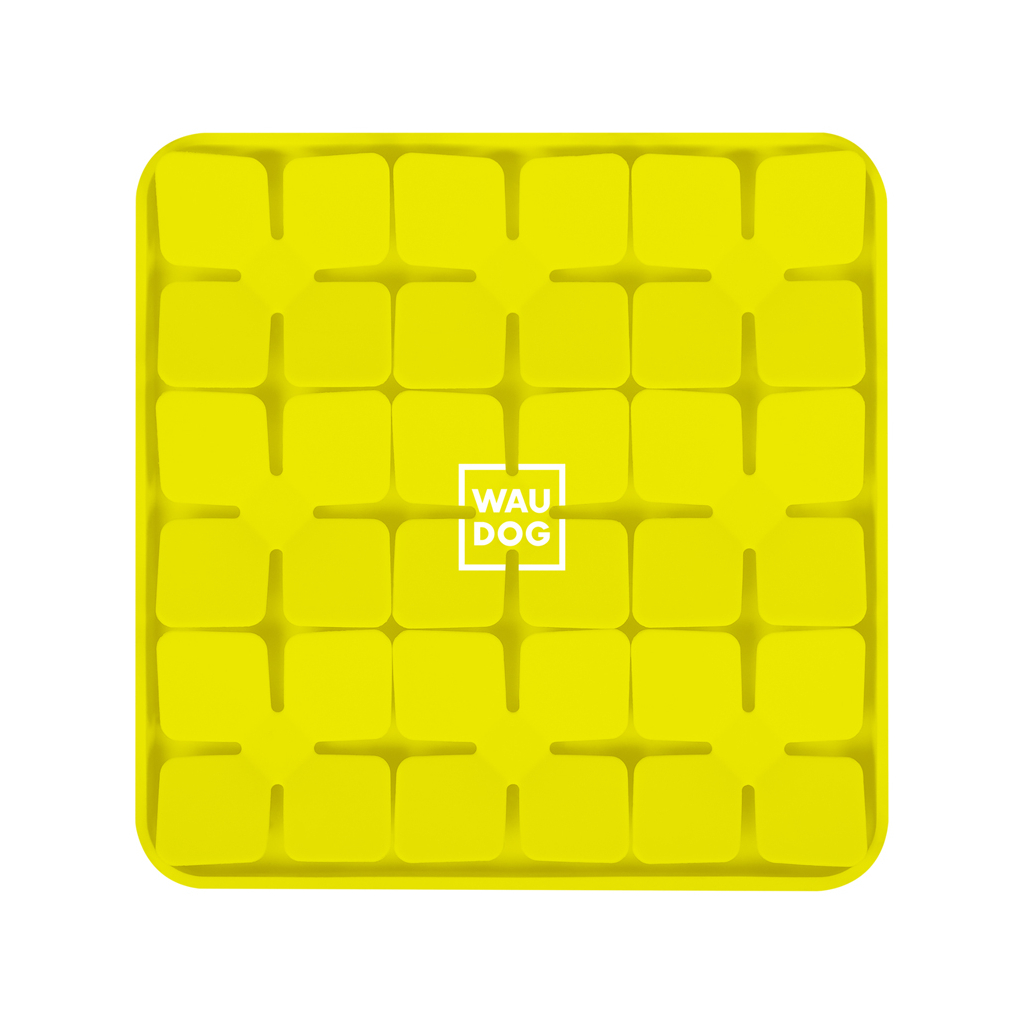 Універсальний посуд для тварин WAUDOG Silicone Килимок для пошуку корму 20х20х1.7 см жовтий (23518) - зображення 3