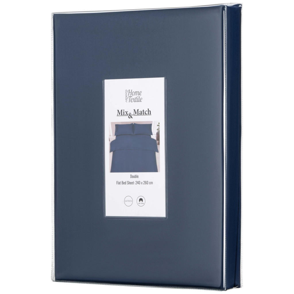 Простирадло Ardesto Mix&Match 100% бавовна, сатин синій 180х240 см (ART1824FSN) - зображення 3