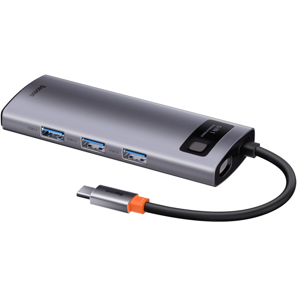 Концентратор Baseus USB3.1 Type-C to USB Type C PD 100W/HDMI 4K 60 Hz/3*USB 3.2 Gen1 5in1 (CAHUB-CX0G) - изображение 1