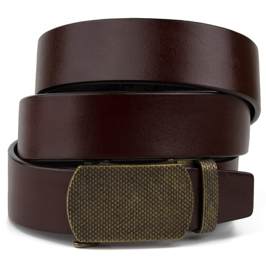 Ремінь Vintage Чоловічий із зернистою пряжкою автомат Коричневий (20273) - зображення 1