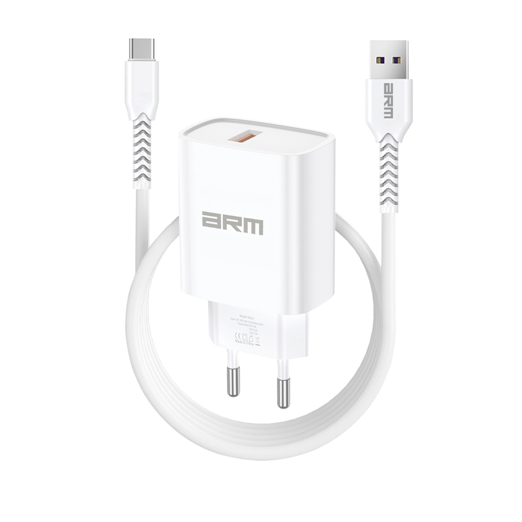 Зарядний пристрій Armorstandart AR012 Basic USB 24W + cable USB to USB-C White (ARM69893) - зображення 1