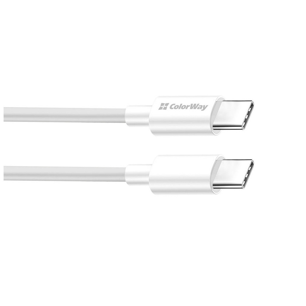 Дата кабель USB-C to USB-C 2.0m 3A 65W white ColorWay (CW-CBPDCC056-WT) - зображення 5