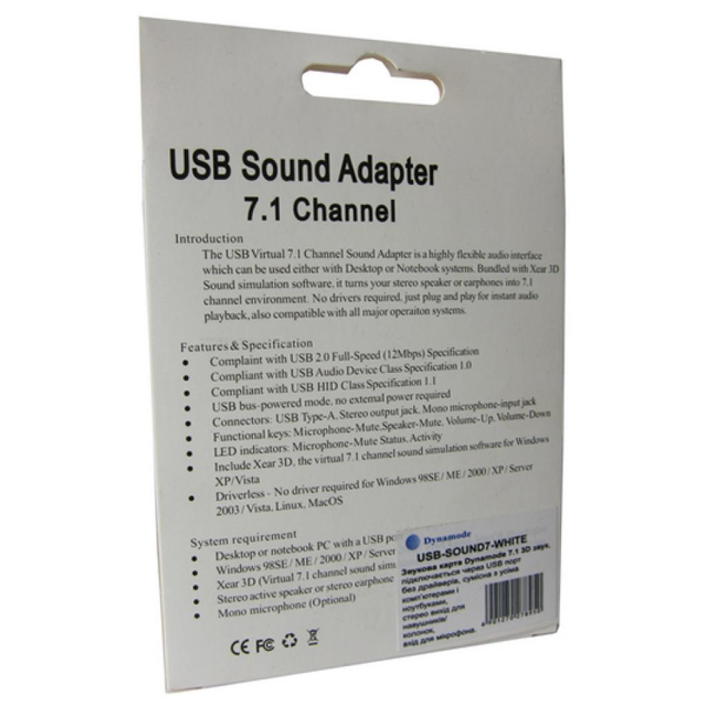 Звукова плата Dynamode USB 8(7.1) каналов 3D RTL (USB-SOUND7-WHITE) - изображение 4