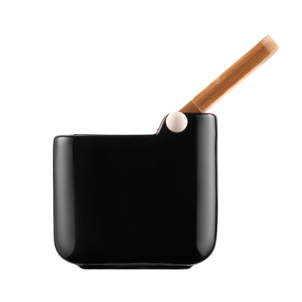 Цукорниця Ardesto Midori 12х12х11см, 840мл, кераміка, бамбук, чорна (AR0907B) - изображение 6