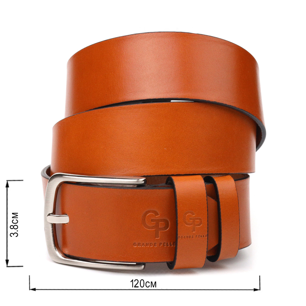 Ремінь Grande Pelle З натуральної шкіри Рудий (21473) - зображення 3