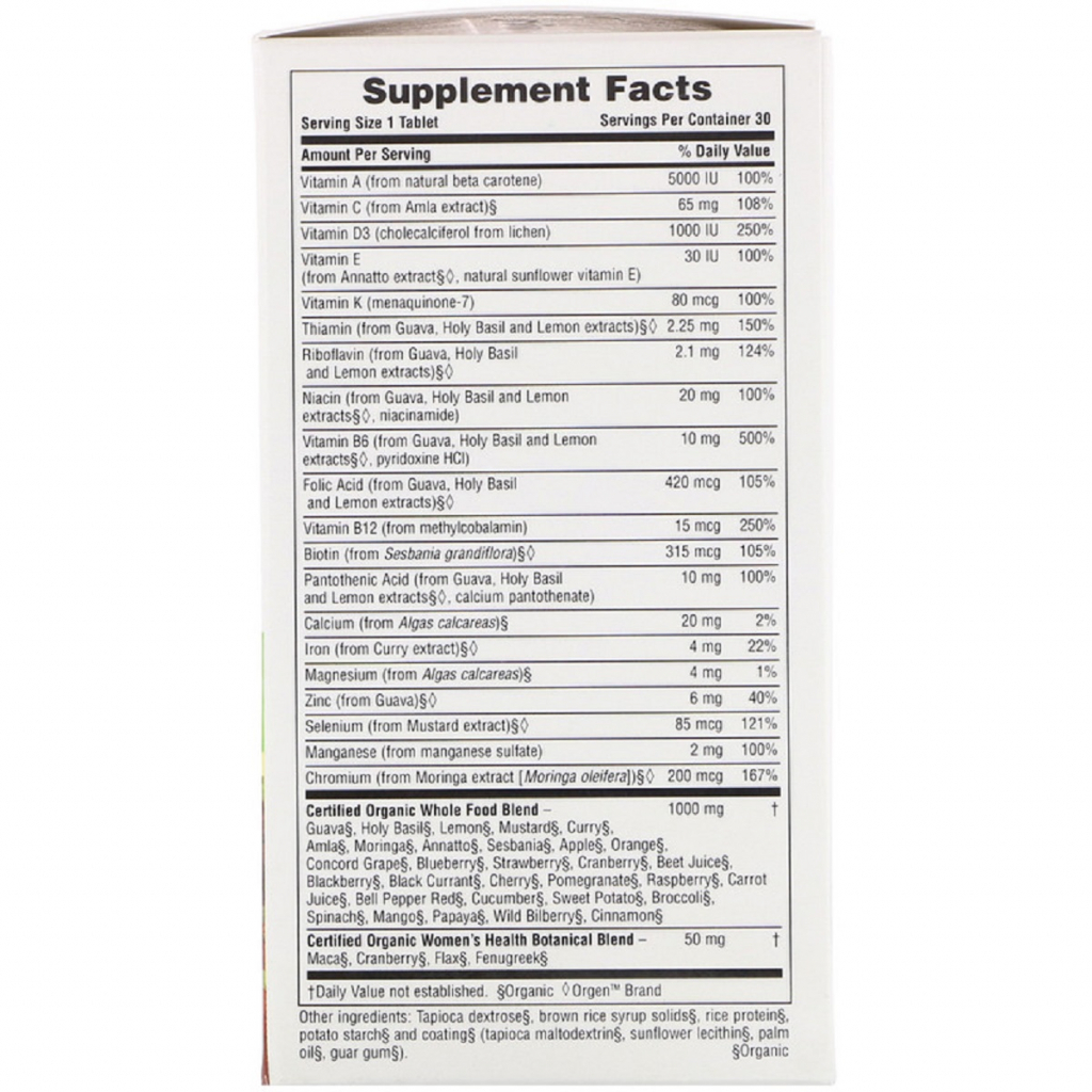 Мультивітамін Natures Plus Органічні Щоденні Мультівітаміни для Жінок, Sour (NAP-30747) - зображення 2