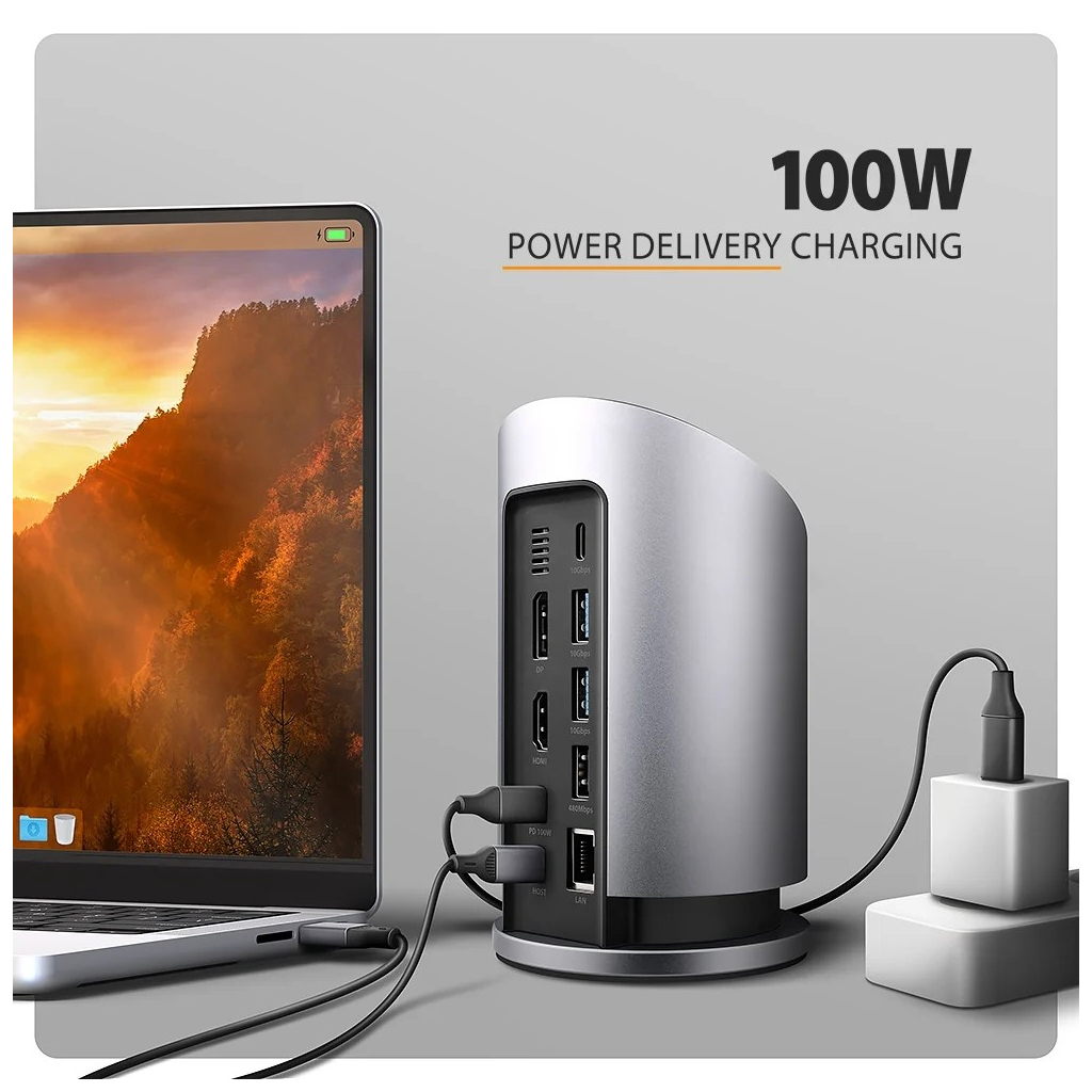 Концентратор AXAGON USB-C 9-in-1 wireless 15W PD100W 0.6m (HMC-WL9) - зображення 9