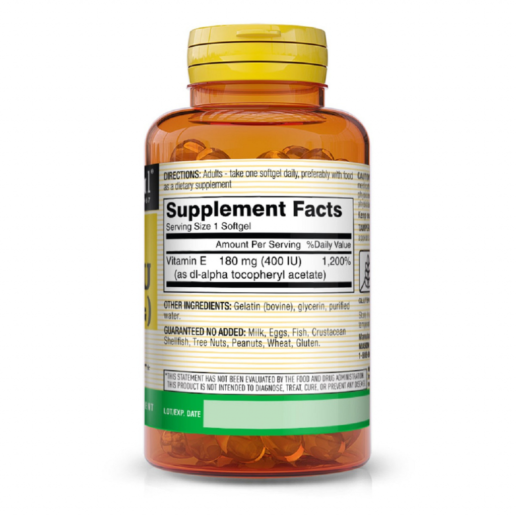 Вітамін Mason Natural Вітамін Е 180мг, Vitamin E 400 IU, 100 гелевих капсул (MAV-05051) - зображення 2