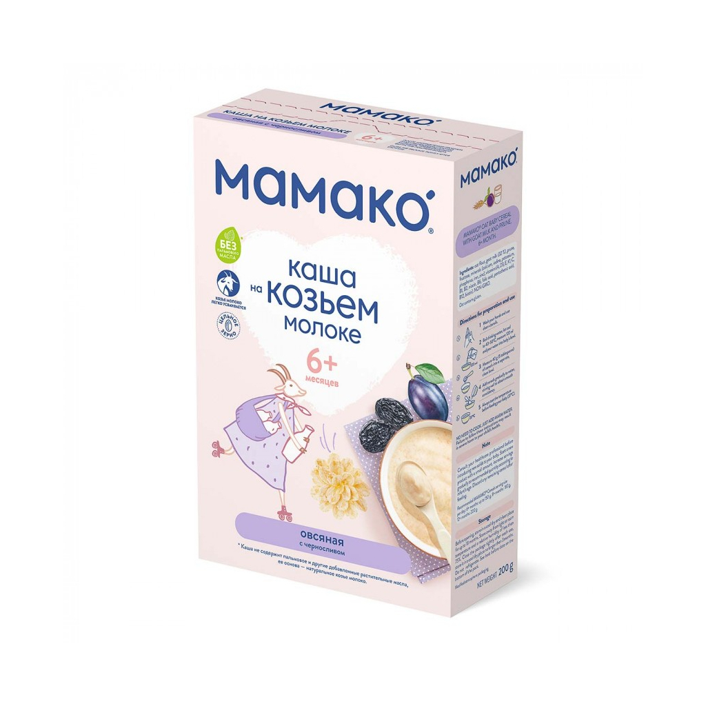 Дитяча каша MAMAKO на козячому молоці вівсяна з чорносливом 200 г (4670017090033) - изображение 1