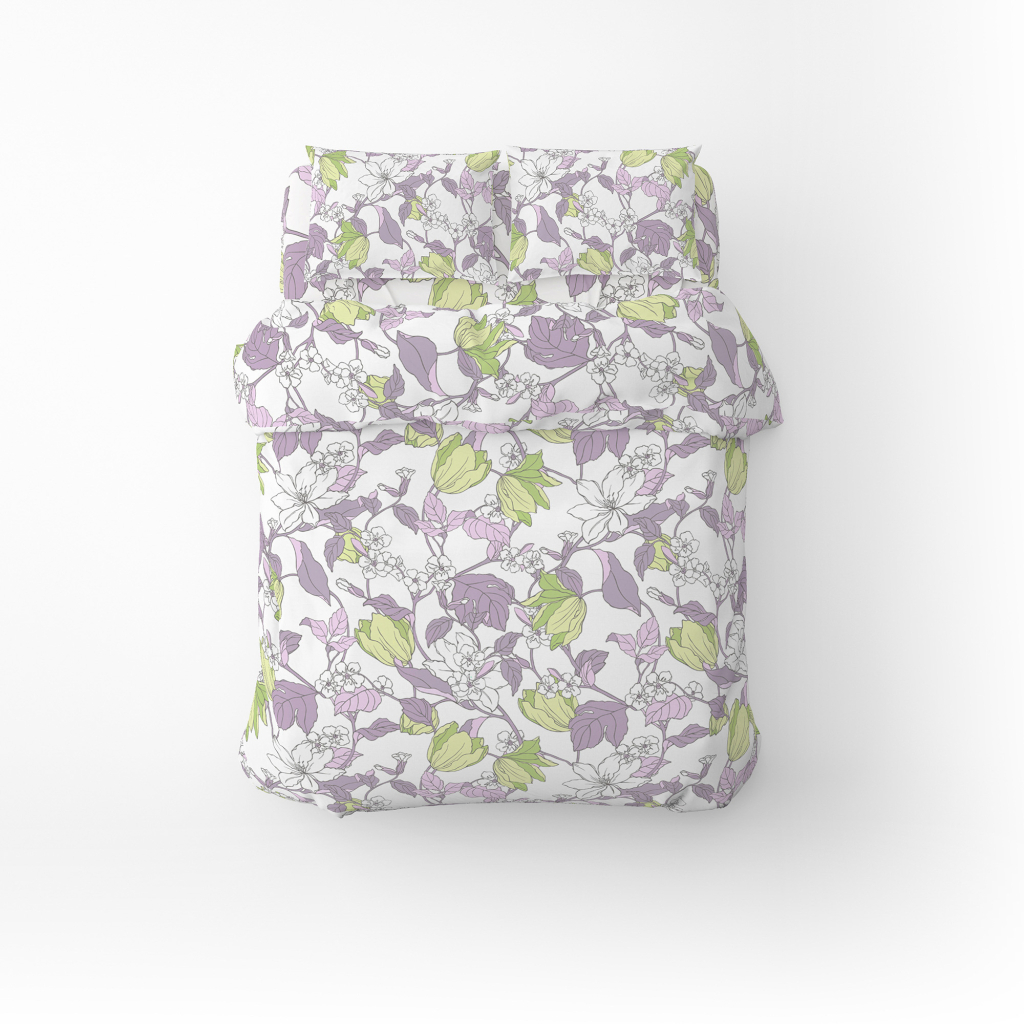 Постільна білизна Home Line Весняний Вечір бузково-зелений бязь полуторна (174438) - зображення 1