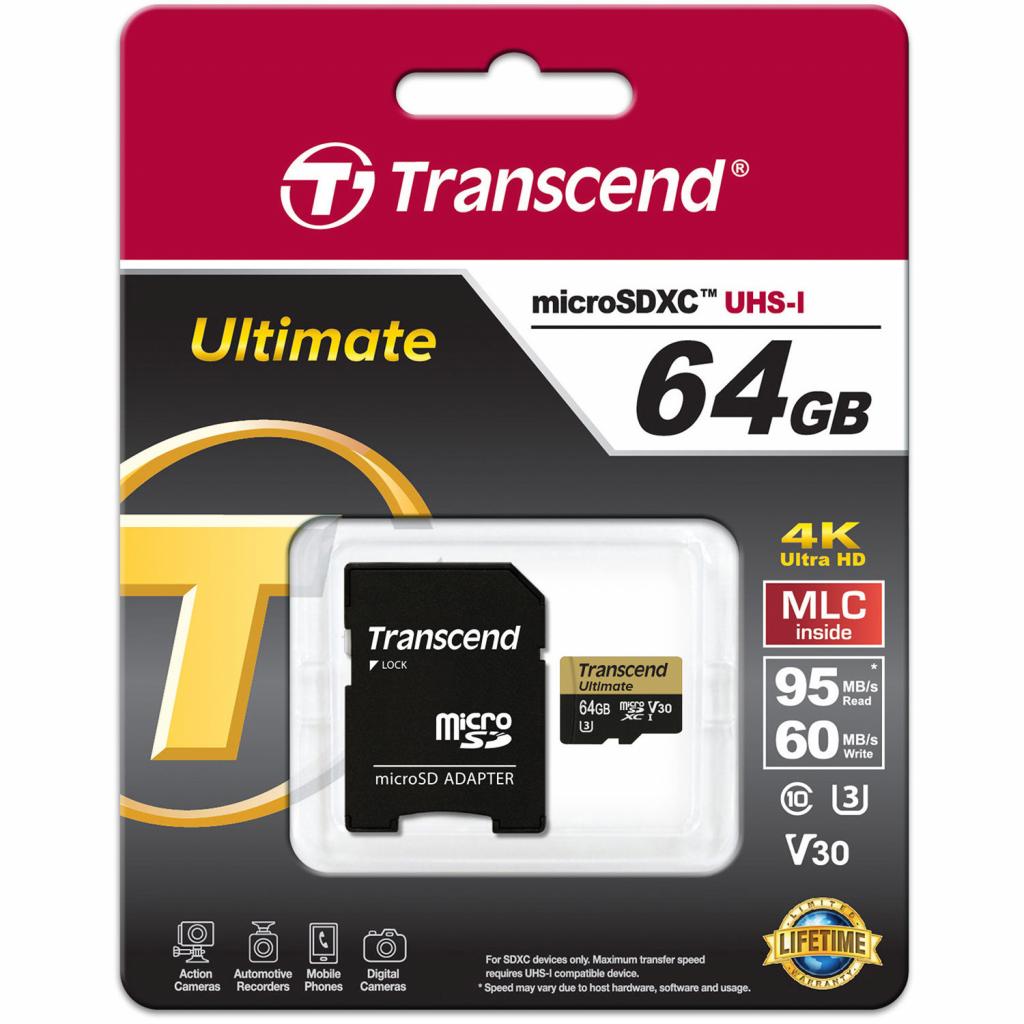 Карта пам'яті Transcend 64GB microSDXC class 10 UHS-I U3 MLC (TS64GUSDU3M) - зображення 4