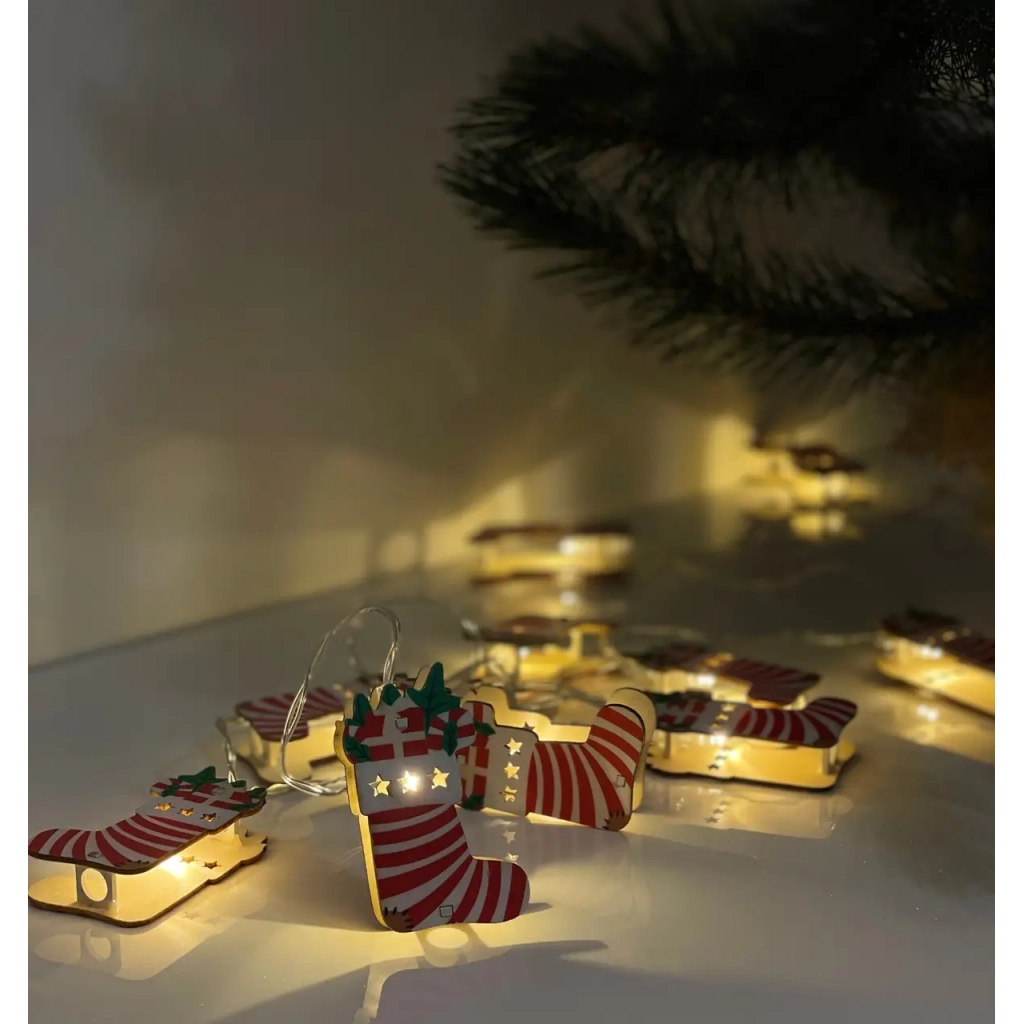 Гірлянда Chomik Шкарпетка новорічна 1.65 м 10 LED Теплий білий (5900779854093) - зображення 5