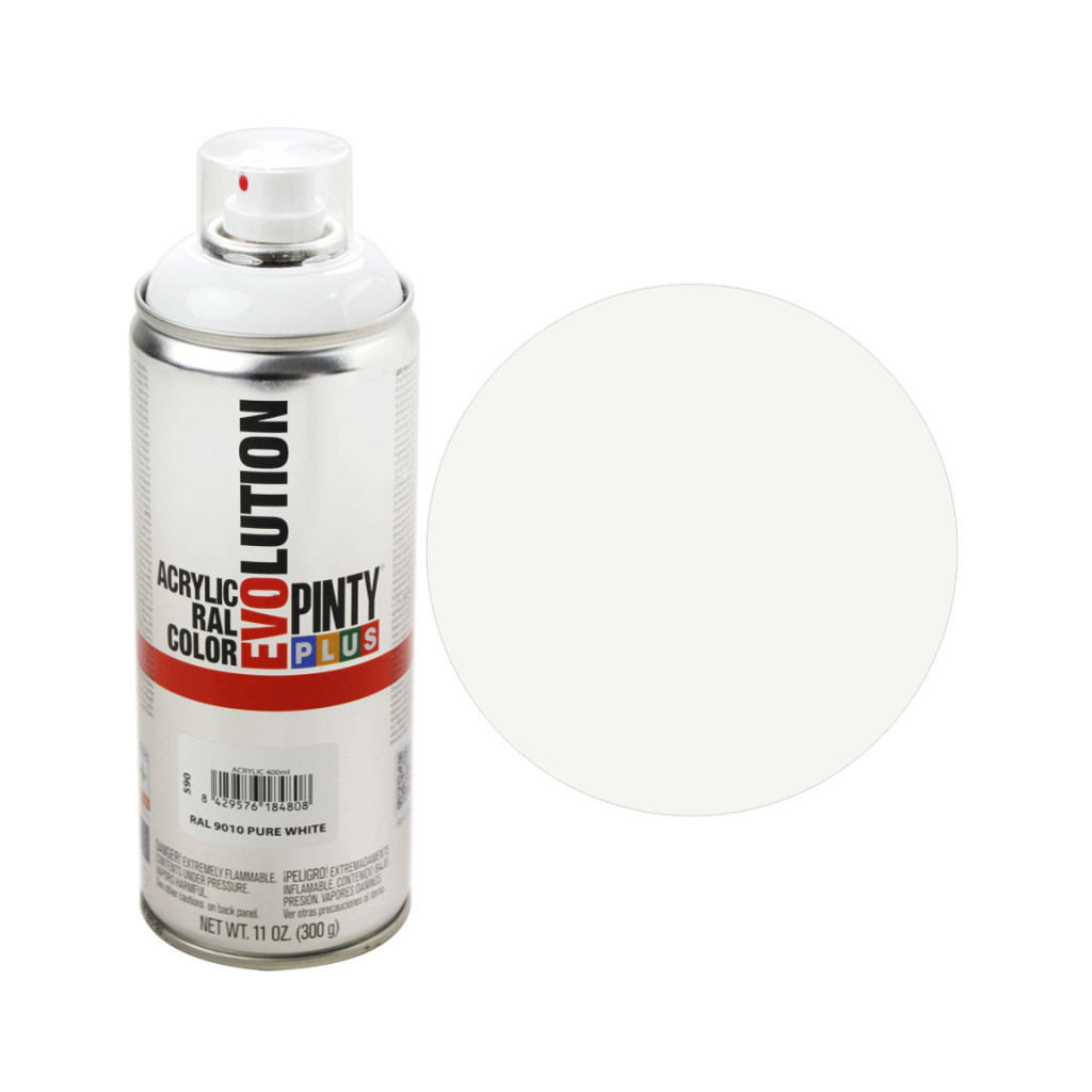 Фарба-аерозоль Pintyplus на водній основі Evolution Ral 9004 Біла, матова 400 мл (8429576184808) - зображення 2