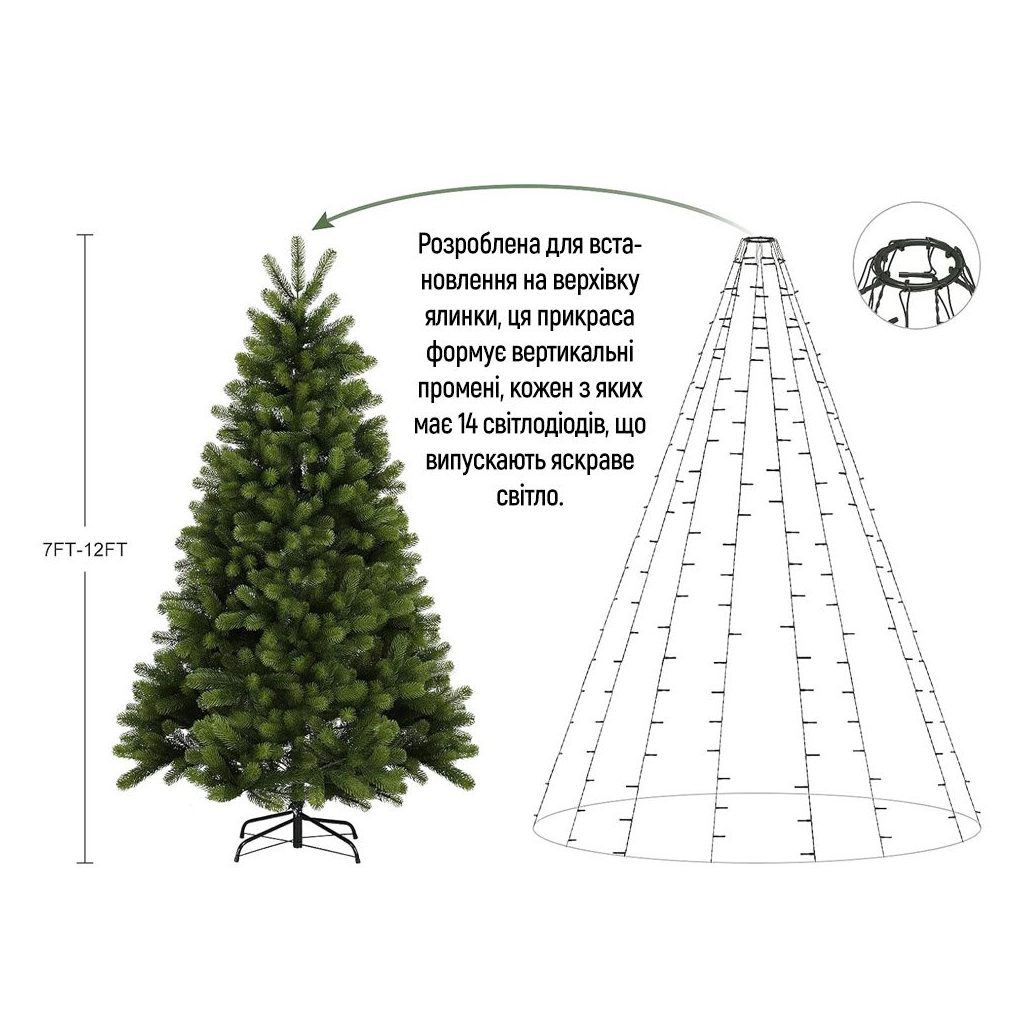 Гірлянда ColorWay Каскад LED 126 9 x 1.5 м 8 функцій (CW-G-126L91CU) - зображення 9