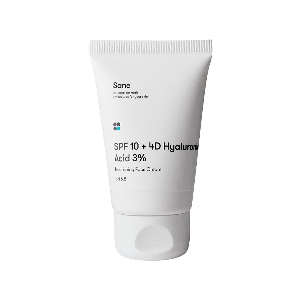 Крем для обличчя Sane SPF10 + 4D Hyaluronic Acid 3% Nourishing Face Cream pH 6.5 Живильний 40 мл (4820266830892) - зображення 1