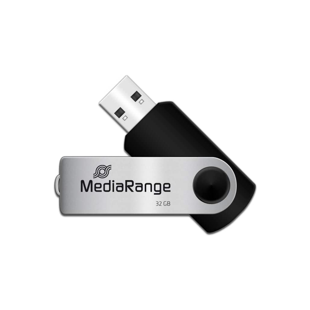 USB флеш накопичувач Mediarange 32GB Black/Silver USB 2.0 (MR911) - зображення 2