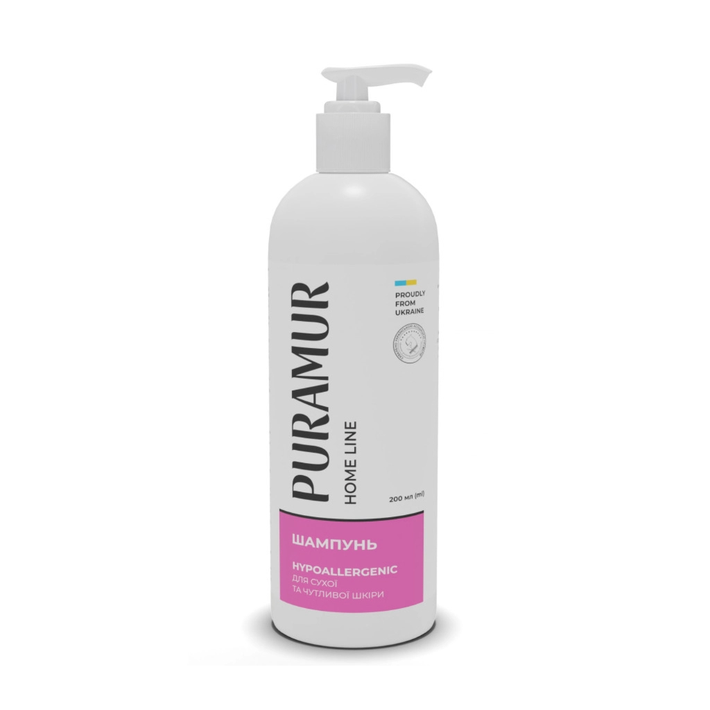 Шампунь для тварин Puramur Hypoallergenic для сухої та чутливої шкіри 200 мл (4823082437023) - зображення 1
