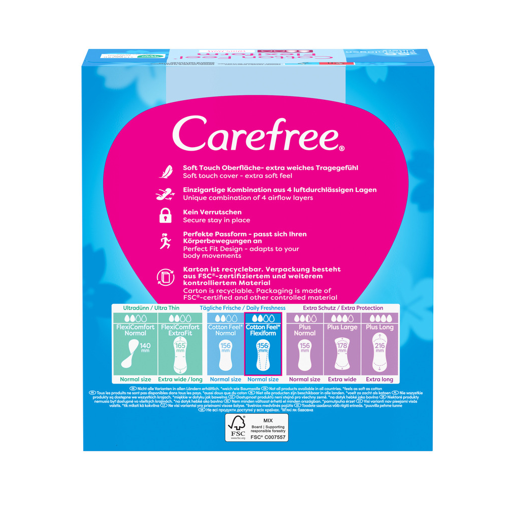 Щоденні прокладки Carefree Cotton Feel Flexiform Без аромату 56 шт. (3574661482194) - изображение 2