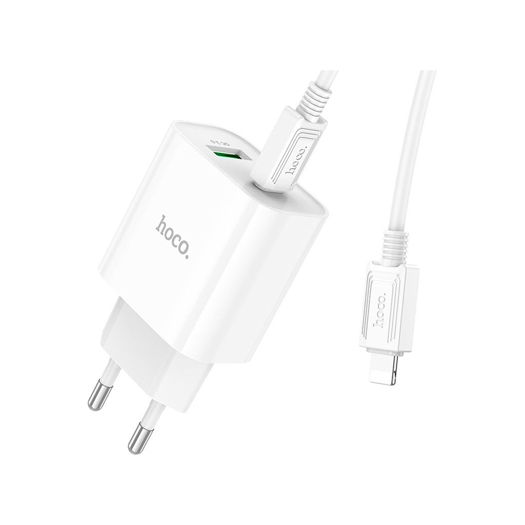 Зарядний пристрій HOCO C80A Plus Rapido 1xUSB-C PD20W + 1xUSB QC3.0 + cable USB-C to Lightning White (6931474779892) - зображення 3