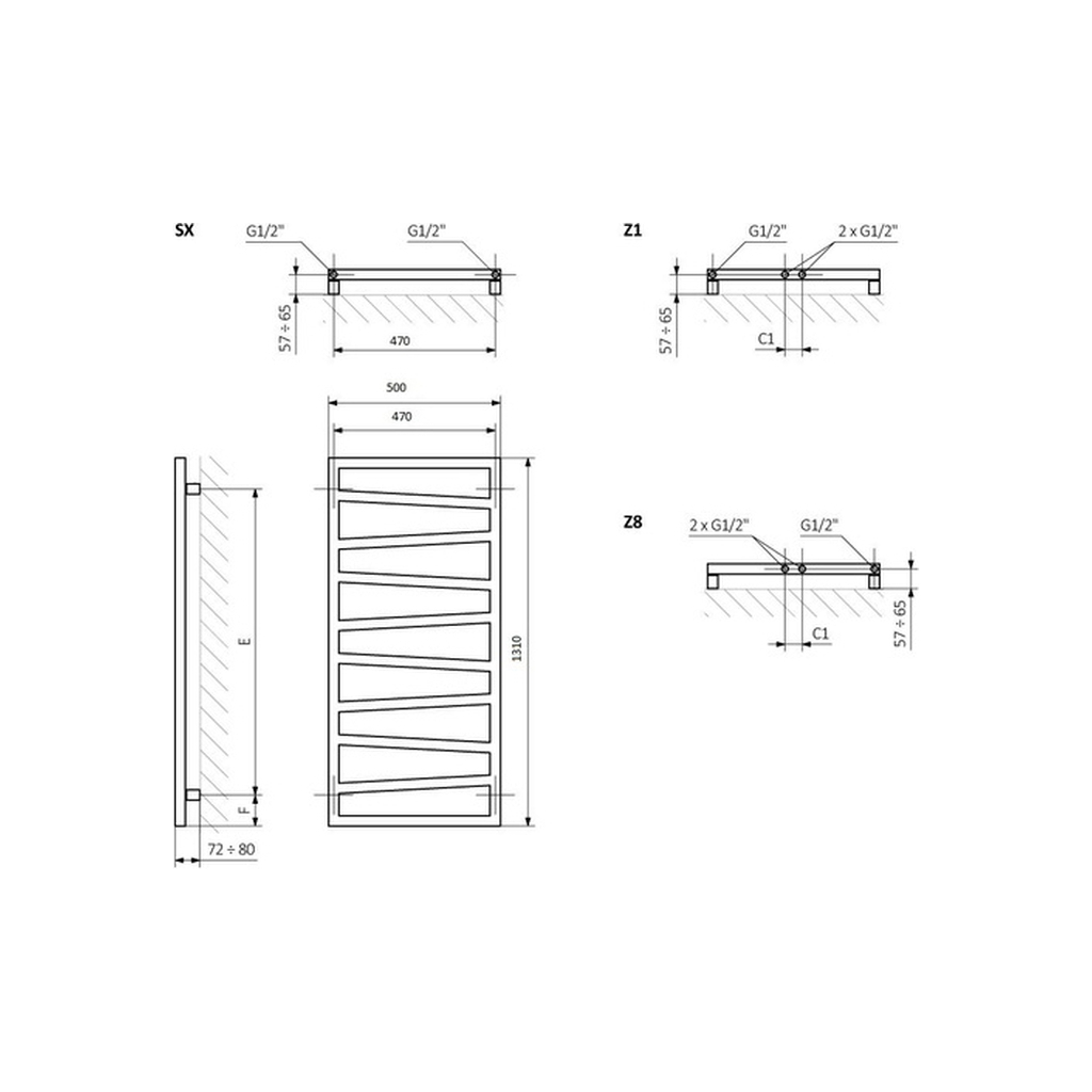 Сушарка для рушників Terma 1310х500 Zigzag (WGZIG131050K9M5SX) - зображення 3