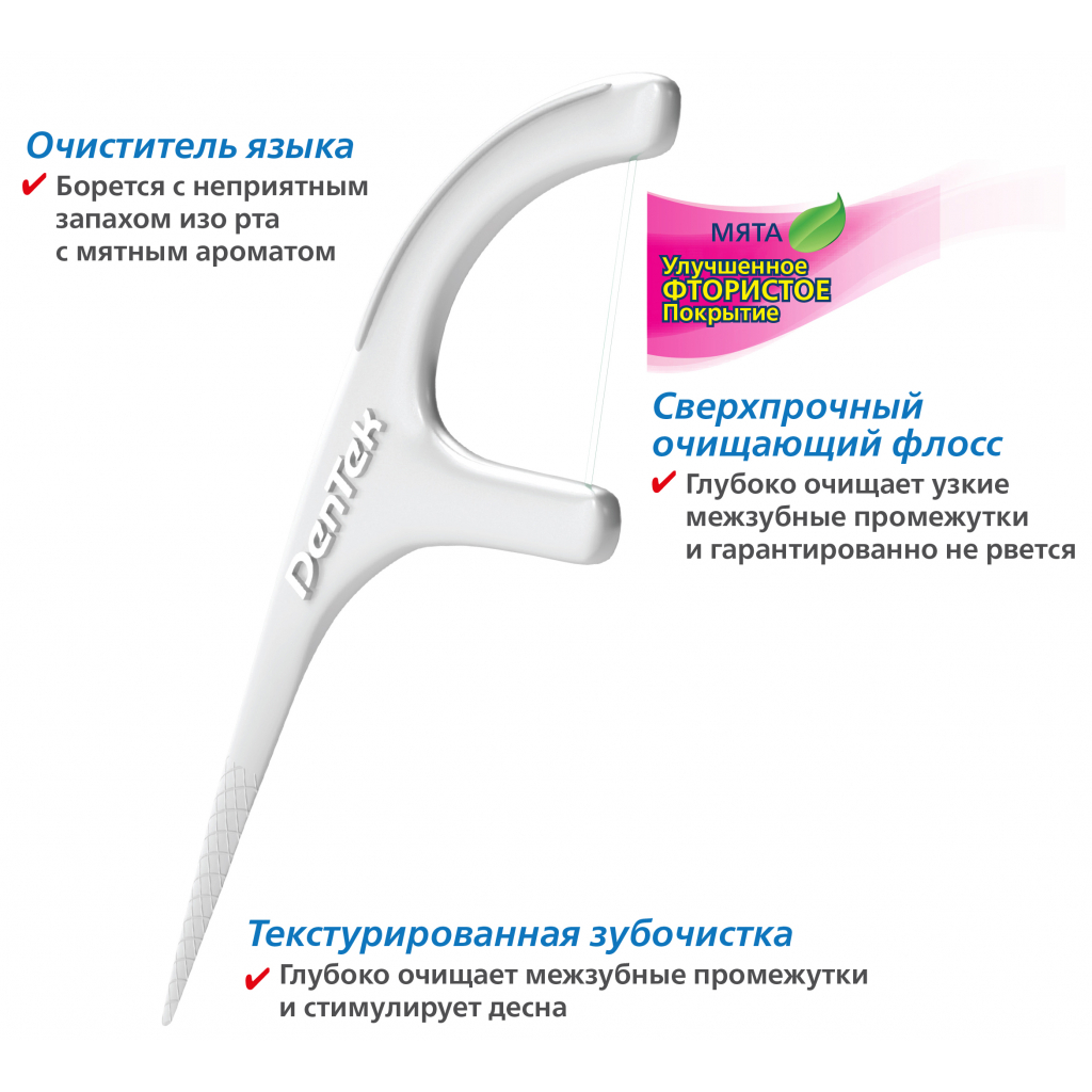 Флос-зубочистки DenTek Потрійне очищення 90 шт. (047701000816) - изображение 4
