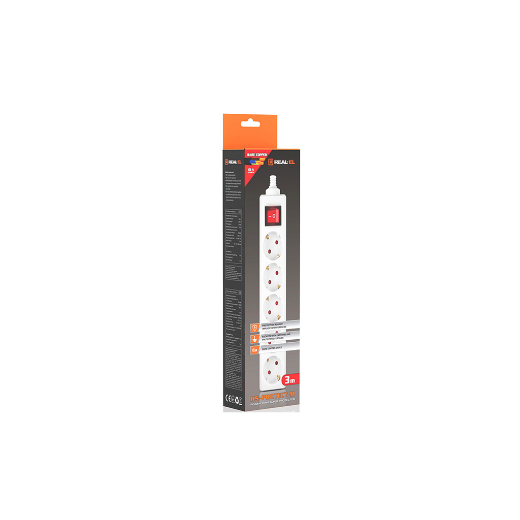 Мережевий фільтр живлення REAL-EL RS-Protect M 1.8m, white (EL122300025) - зображення 12