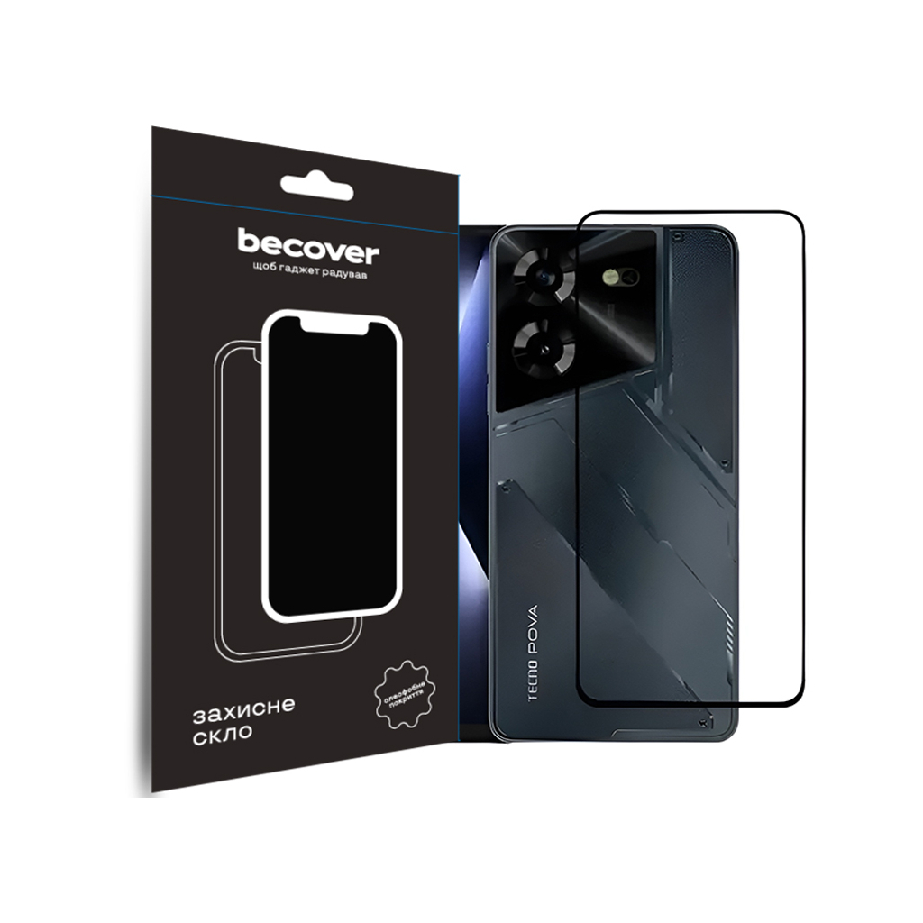Скло захисне BeCover Tecno POVA 5 (LH7n) Black (710031) - зображення 1