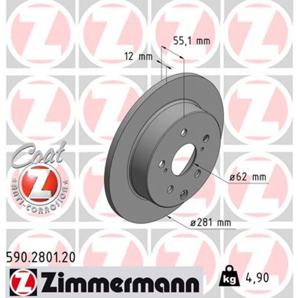 Гальмівний диск ZIMMERMANN 590.2801.20 - зображення 1