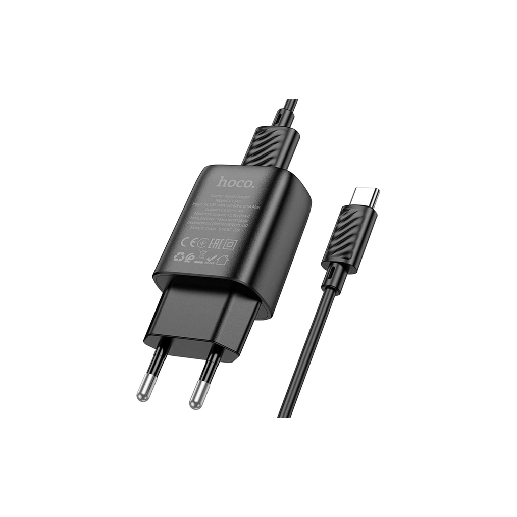 Зарядний пристрій HOCO C134A USB + cable USB to USB-C 2.4A black (6942007621359) - зображення 3