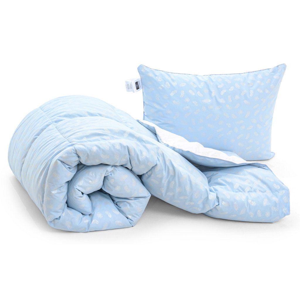 Ковдра MirSon Набір пуховий №2124 Bio-Blue Зима 70% пух 200х220 + подушка 50х70 м'яка (2200003023817) - зображення 4
