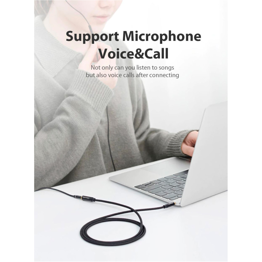 Кабель мультимедійний 3.5mm M to 3.5mm F 1.0m black Vention (BHBBF) - зображення 12