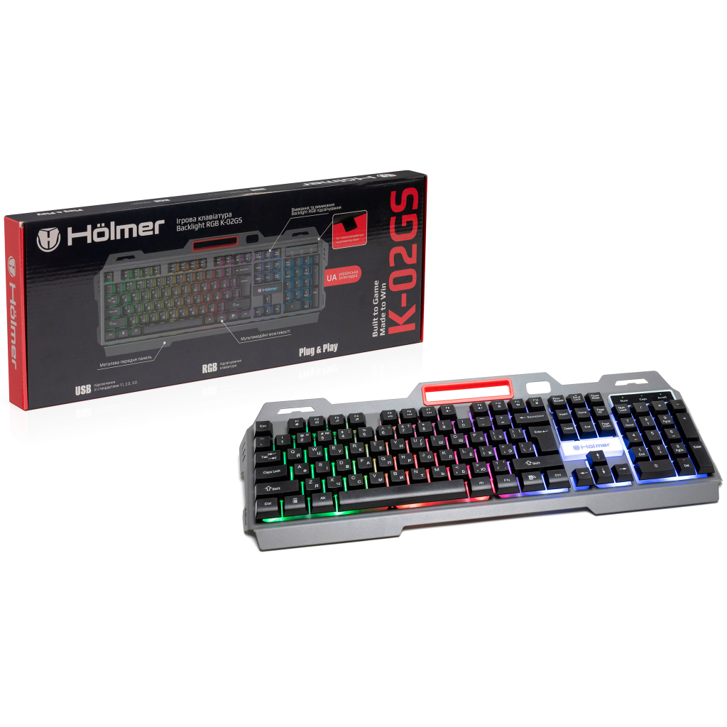 Клавіатура Hölmer K-02GS RGB Backlight USB UA Black (K-02GS) - зображення 6