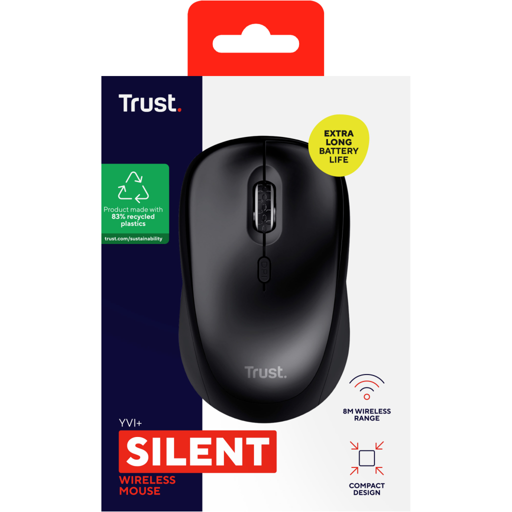 Мишка Trust Yvi+ Silent Wireless/Bluetooth Glossy Black (25512) - зображення 6