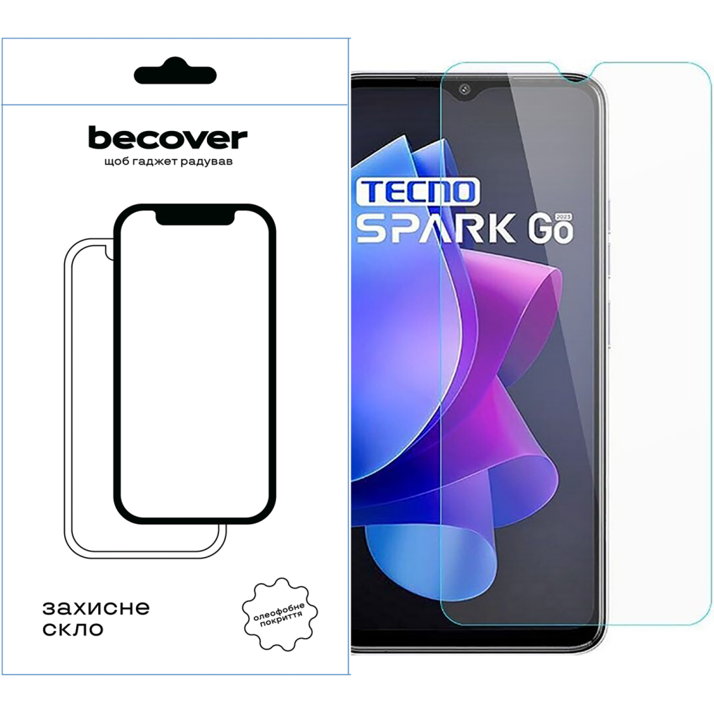 Скло захисне BeCover Tecno Spark Go 2023 (BF7) 3D Crystal Clear Glass (709263) - зображення 1