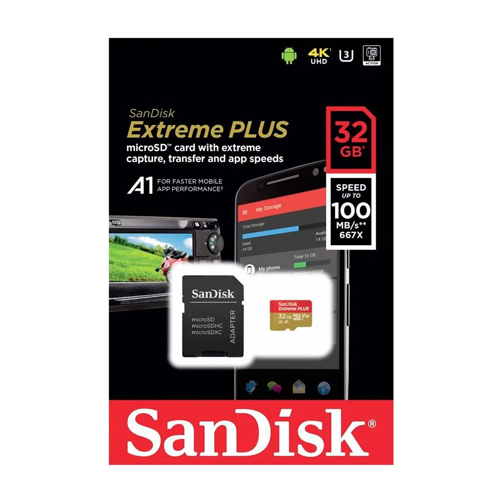 Карта пам'яті SanDisk 32GB microSD class 10 V30 Extreme PLUS (SDSQXBG-032G-GN6MA) - зображення 5