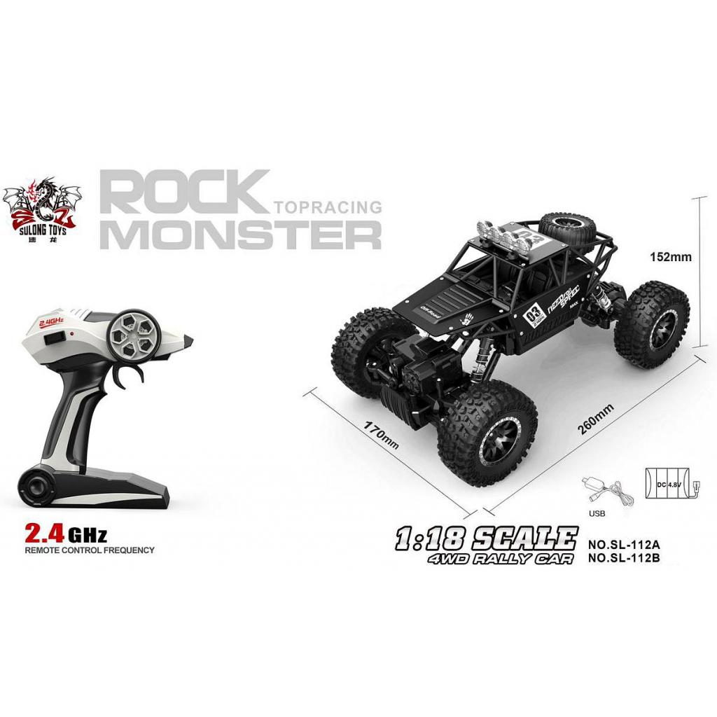 Радіокерована іграшка Sulong Toys OFF-ROAD CRAWLER – MAX SPEED матовий чорний 1:18 (SL-112MBl) - зображення 3