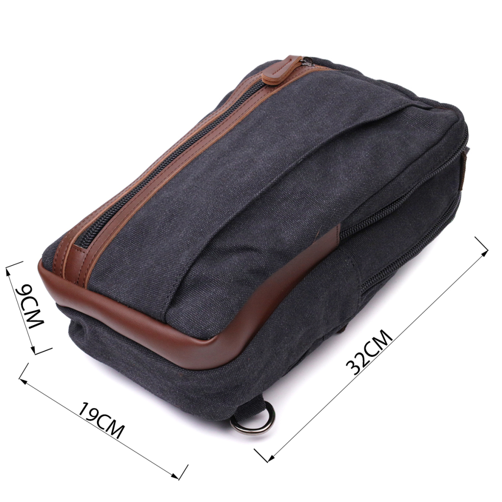 Сумка Vintage Через плече з щільного текстилю Чорна (22192) - зображення 3