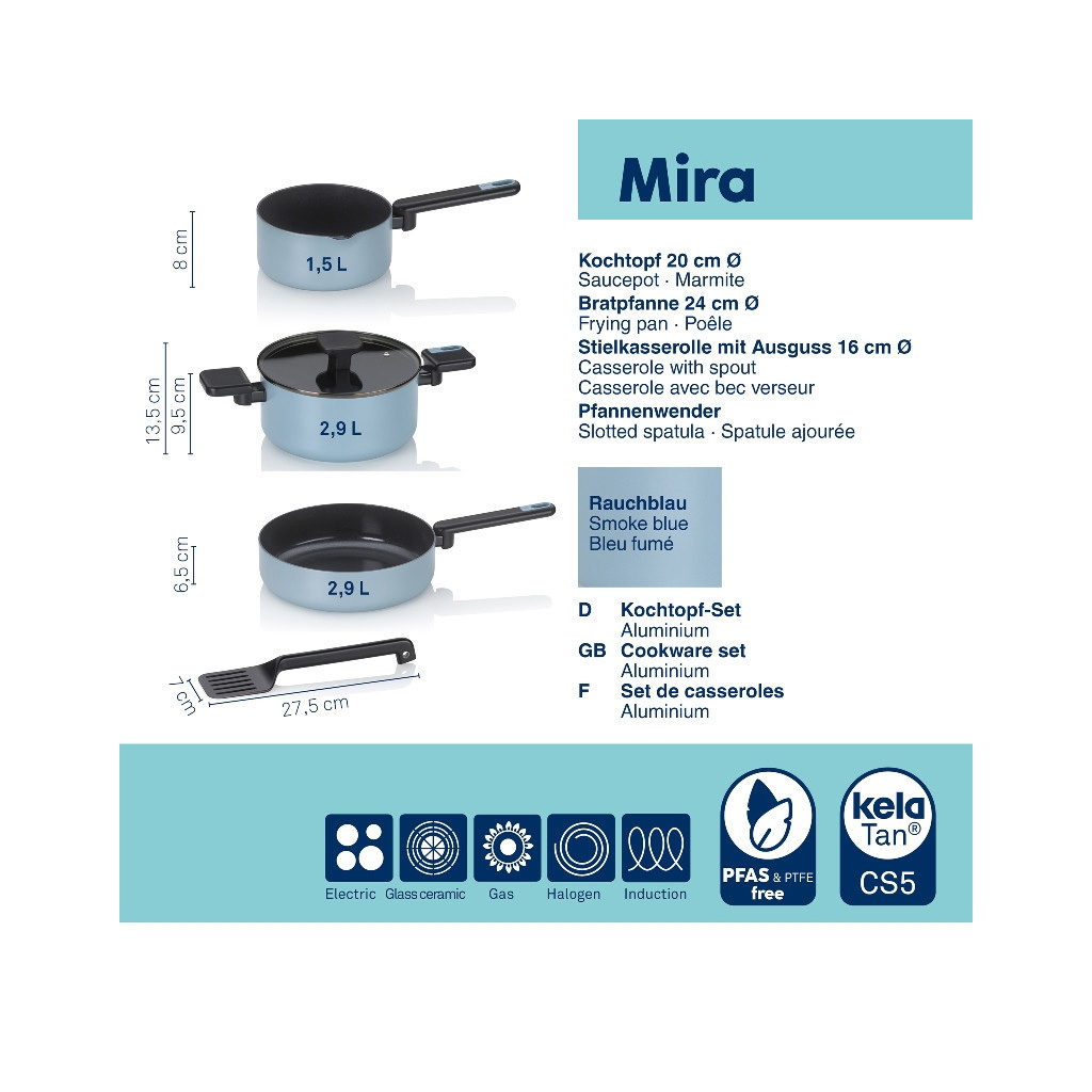 Набір посуду Kela Mira, димчасто-блакитний, 5 предметів (15200) - зображення 8