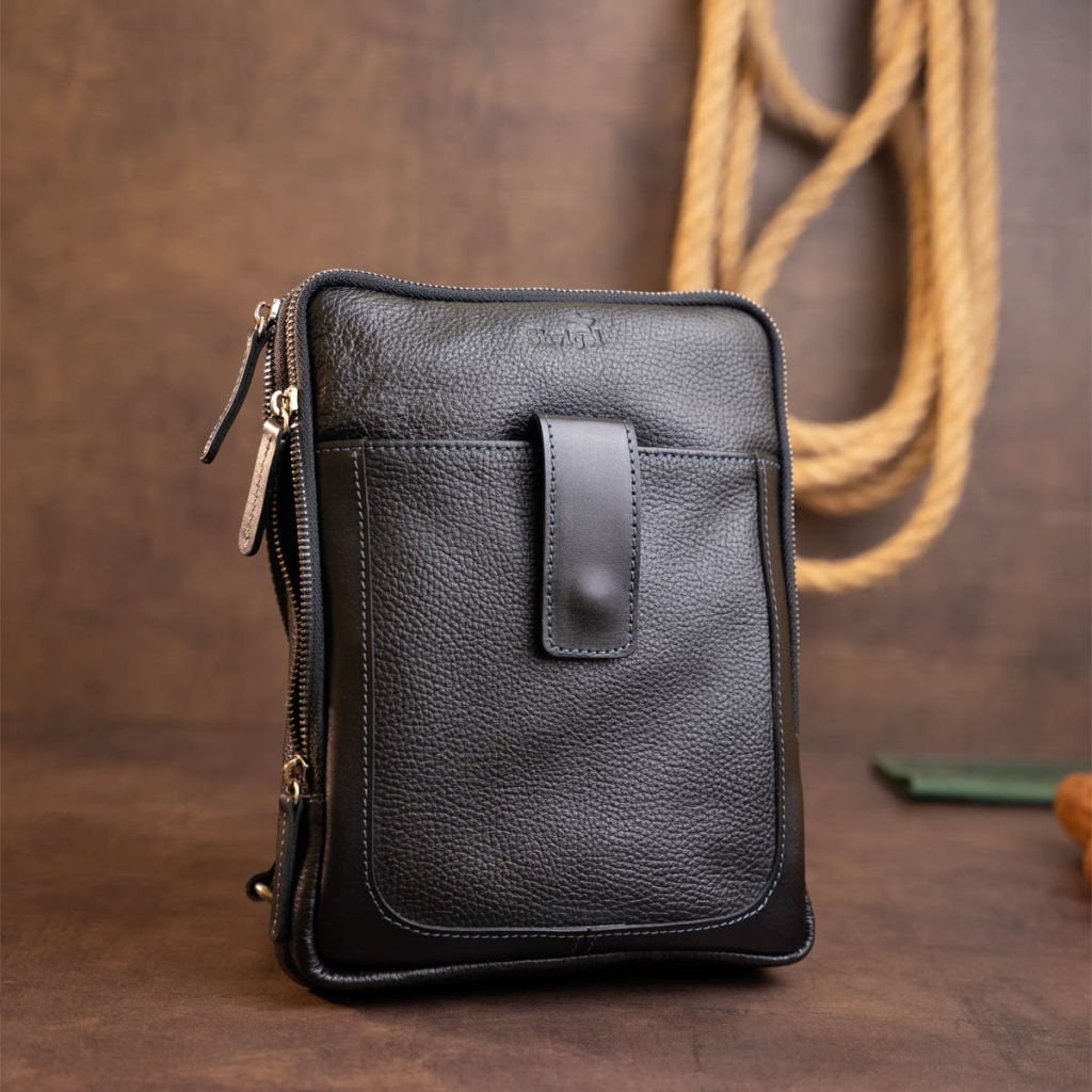 Сумка Shvigel На два відділення шкіряна Чорна (11283) - зображення 8