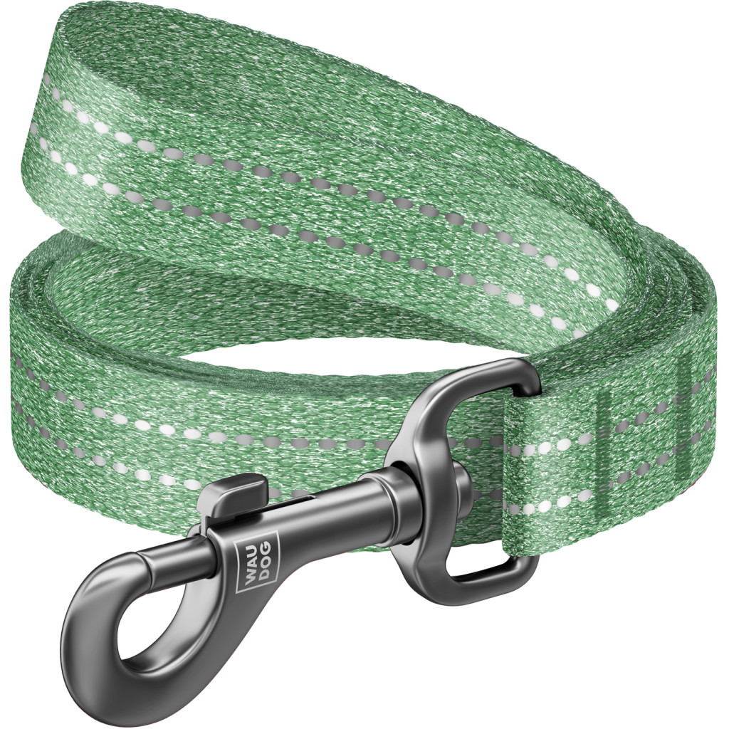 Повідець для собак WAUDOG Re-cotton світловідбивний L-XL Ш 25 мм Д 300 см салатовий (03215) - зображення 1